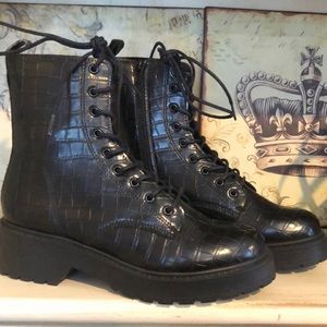 Steven Madden Black Textile Combat Boots